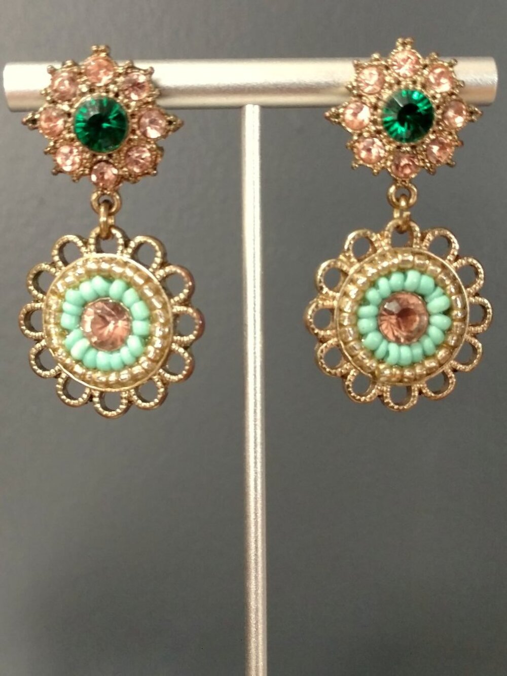 Crystal and bead statement earrings